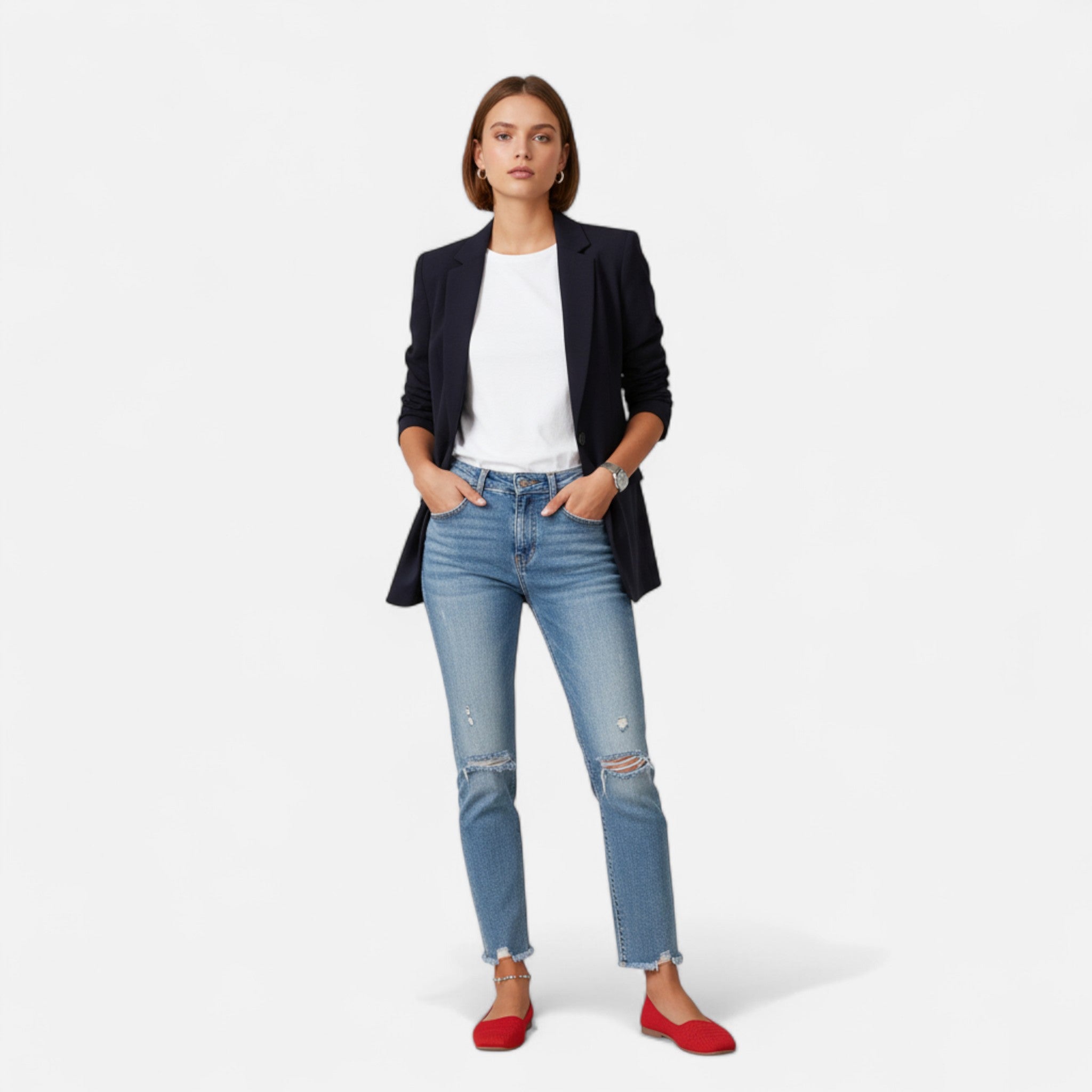 Velqlo | Women’s Flats – Black Woven Slip-On Elegance