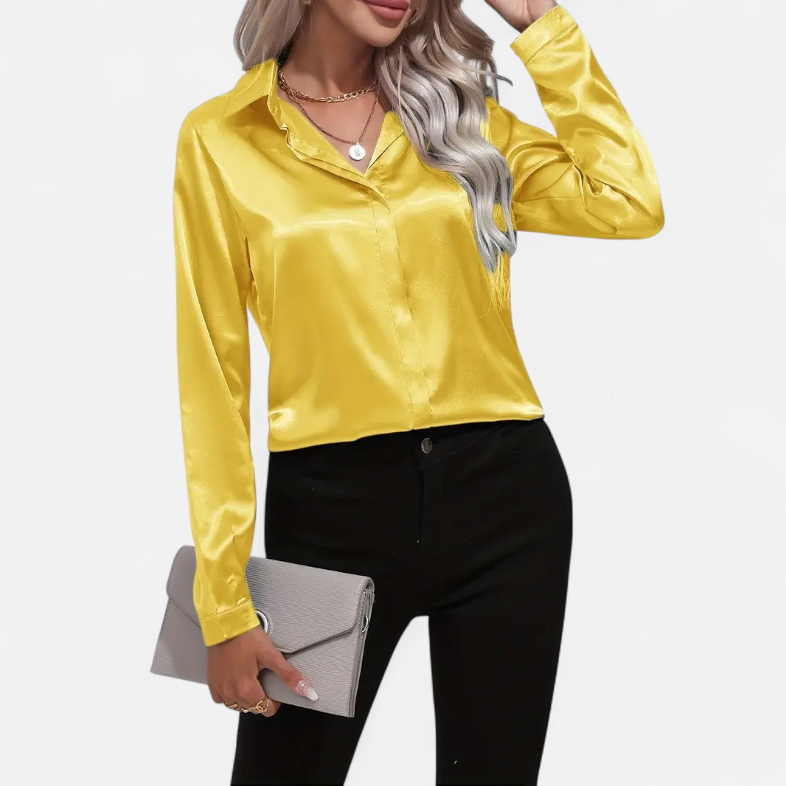 Velqlo | Women’s Dark Blue Single-Button Shirt – Modern Seasonal Elegance
