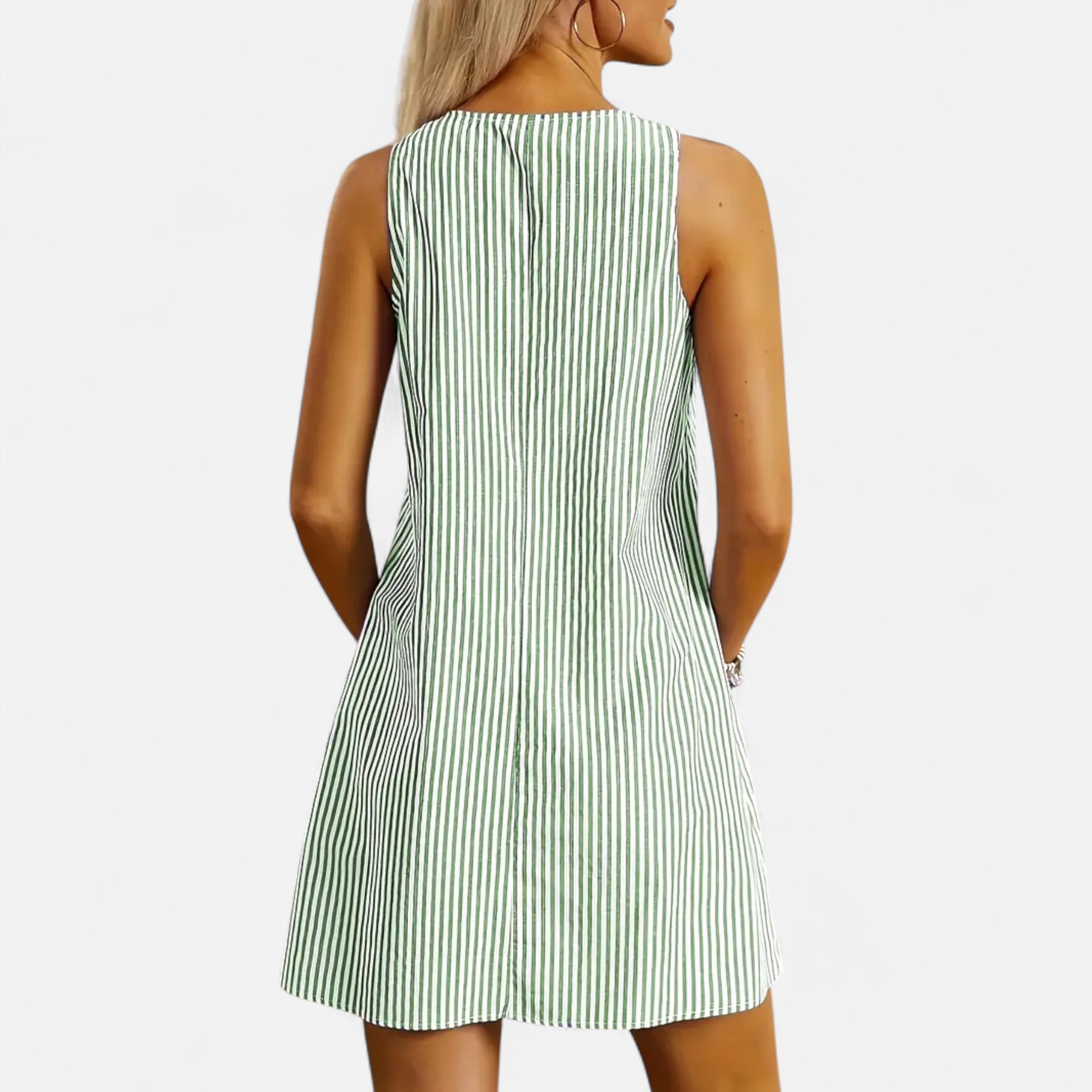 Velqlo | Women’s Striped A-Line Dress – Casual Summer Elegance