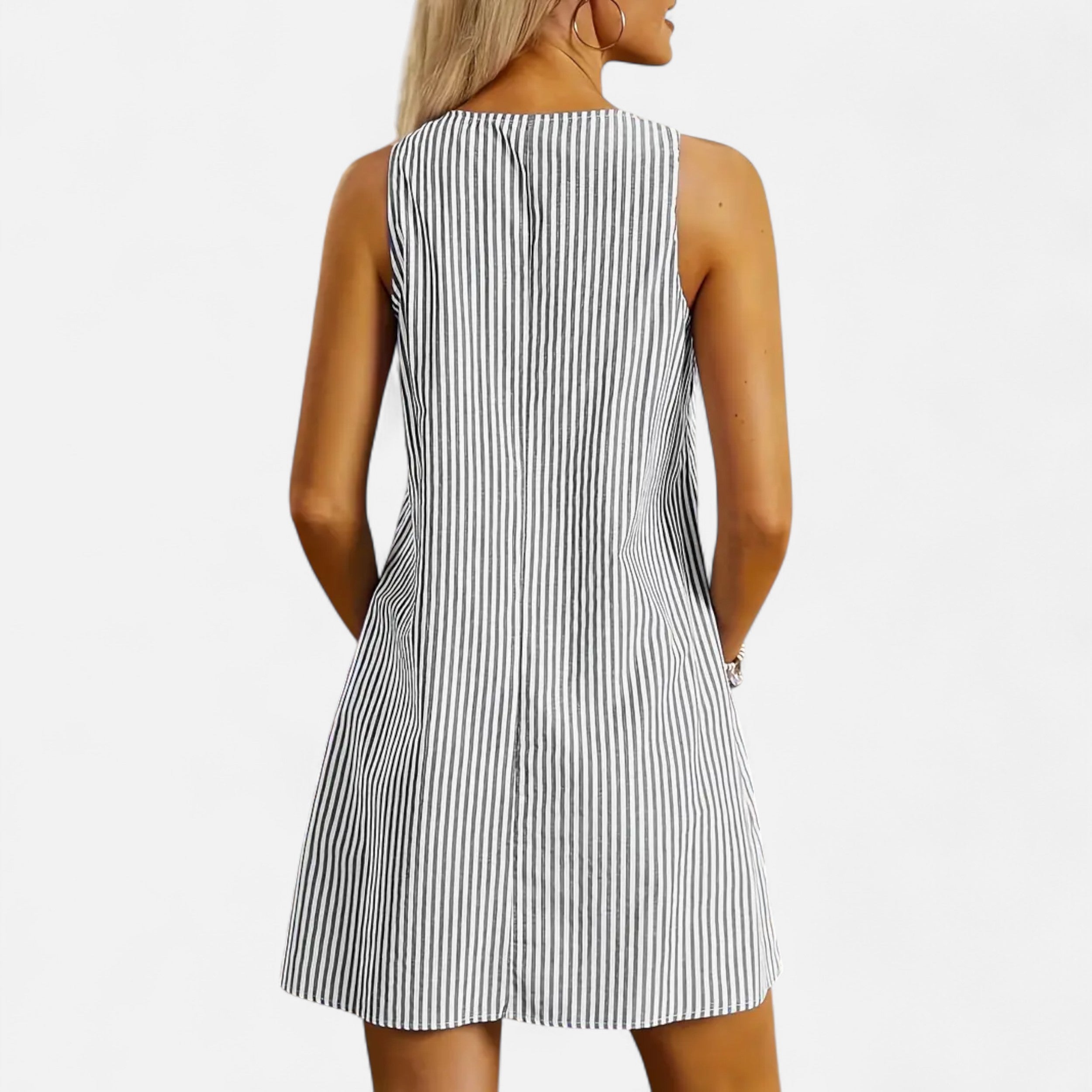 Velqlo | Women’s Striped A-Line Dress – Casual Summer Elegance