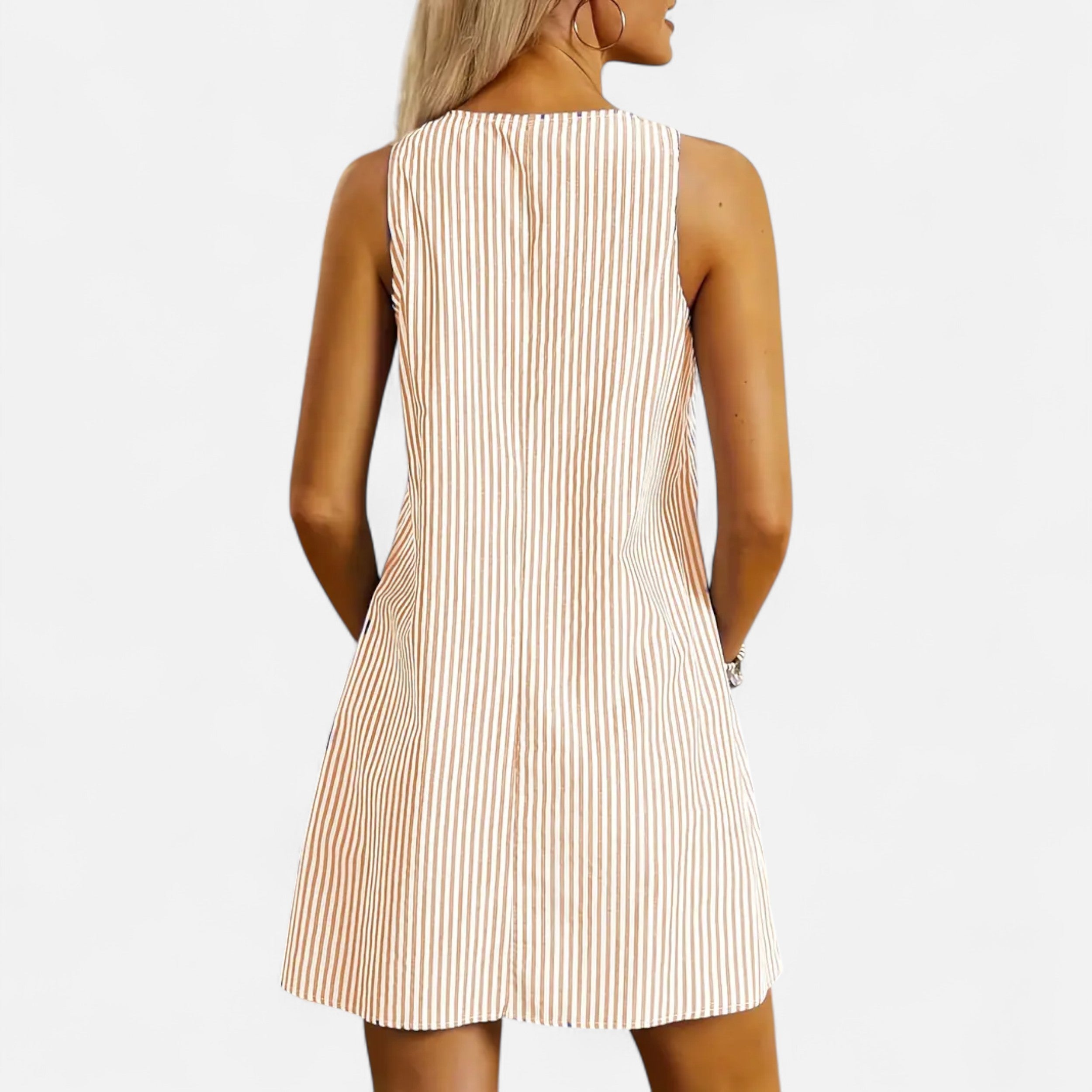 Velqlo | Women’s Striped A-Line Dress – Casual Summer Elegance