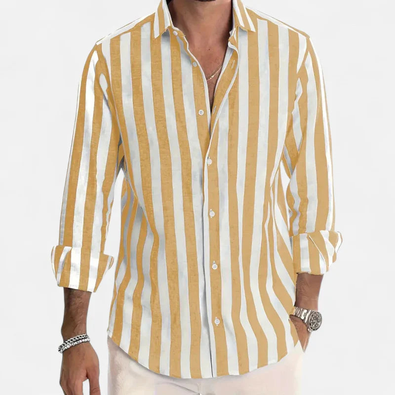 Velqlo | Chemise à Rayures en Lin Mélangé – Fraîcheur Estivale et Allure Riviera Homme