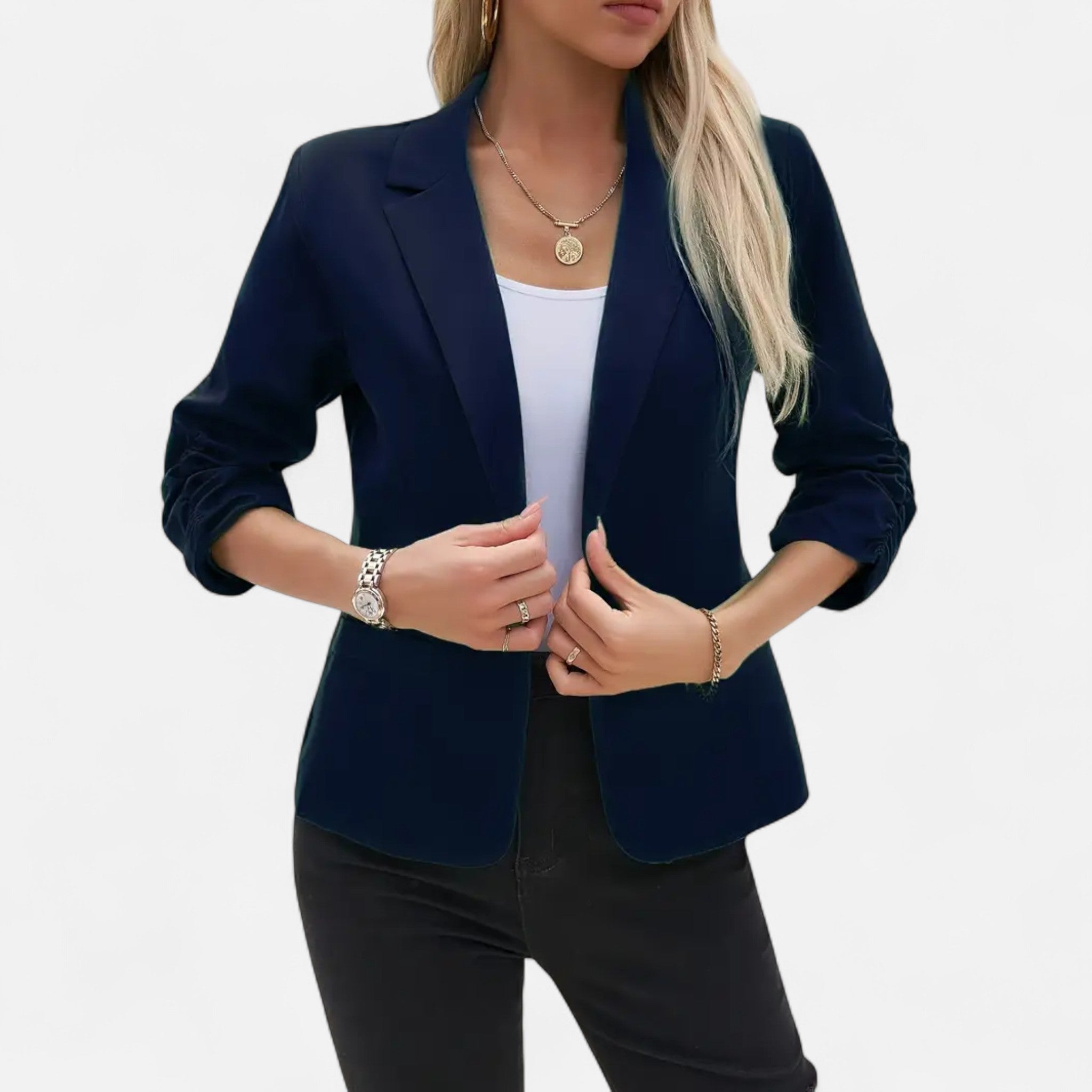 Velqlo | Blazer Décontracté Femme à Devant Ouvert Manches 3/4