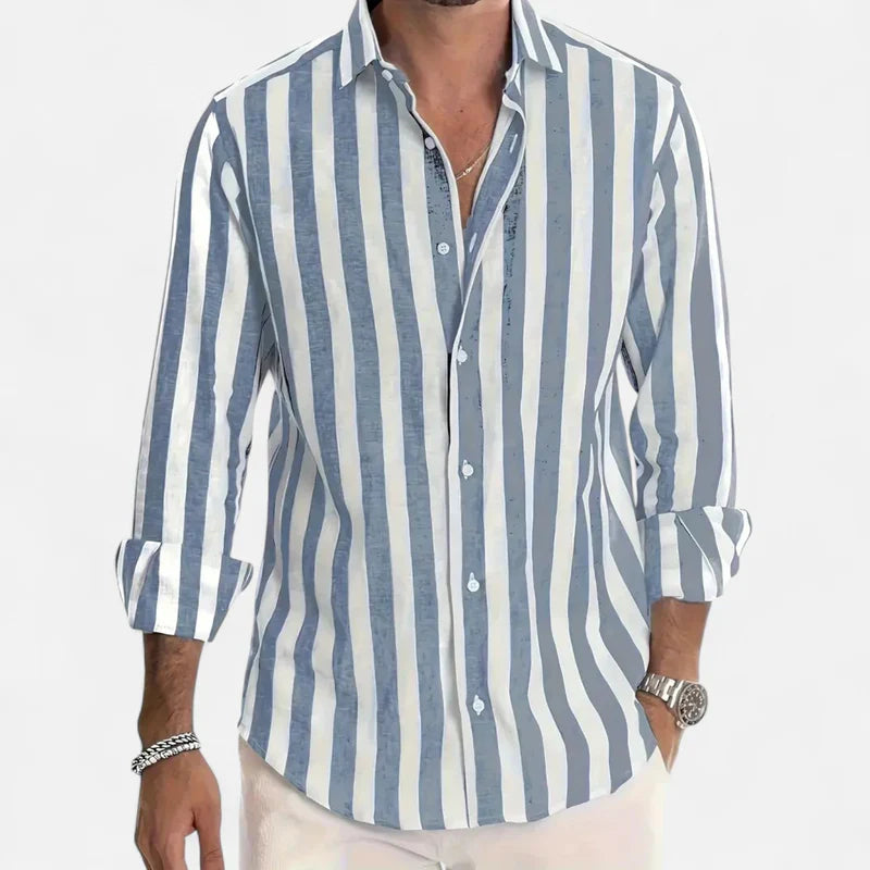Velqlo | Chemise à Rayures en Lin Mélangé – Fraîcheur Estivale et Allure Riviera Homme