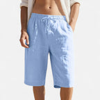 Velqlo | Men’s Linen Shorts – Lightweight Mid-Calf Summer Elegance
