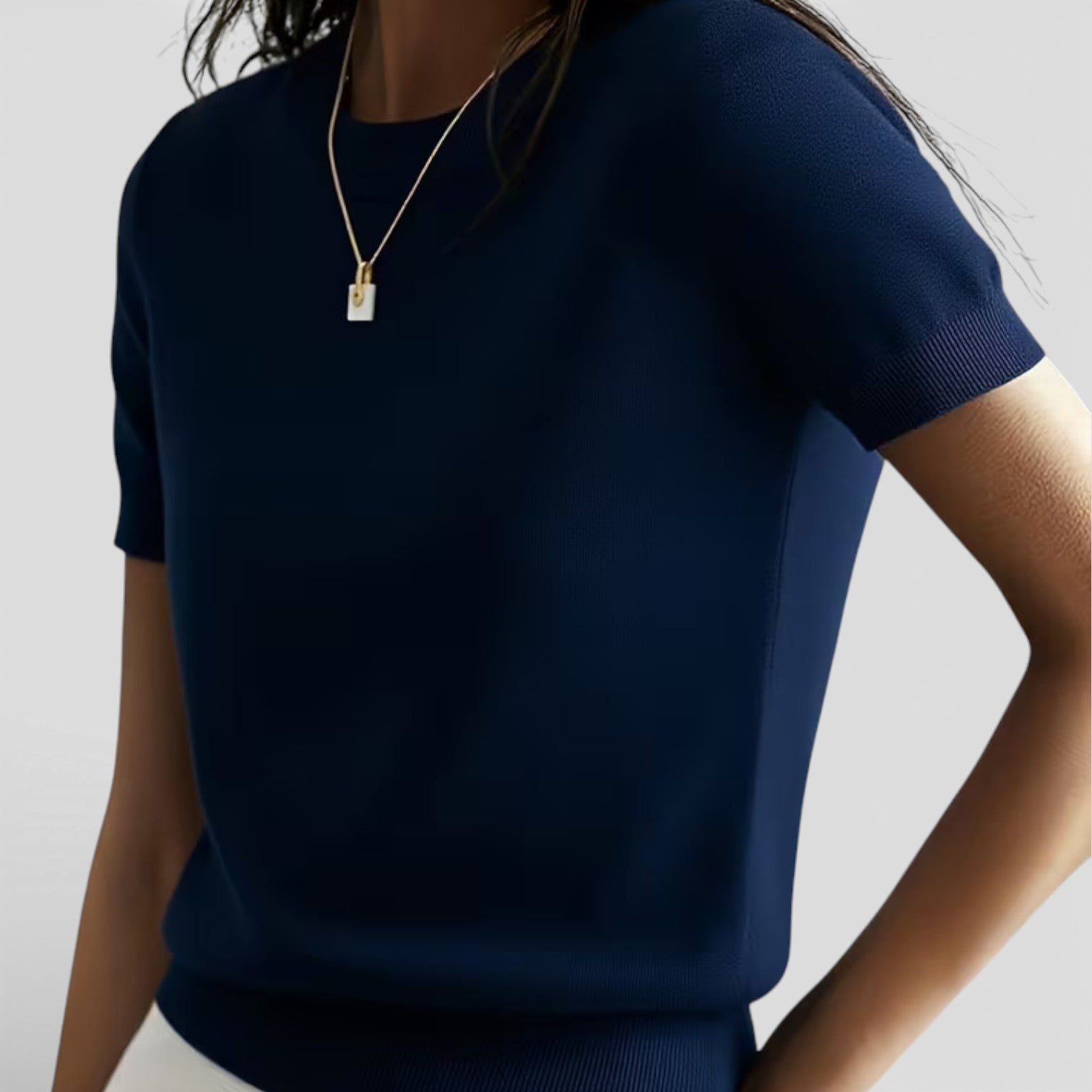 Velqlo | T-shirt en Tricot pour Femmes Mélange de Laine Confortable Coupe Classique