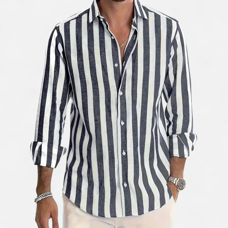 Velqlo | Chemise à Rayures en Lin Mélangé – Fraîcheur Estivale et Allure Riviera Homme