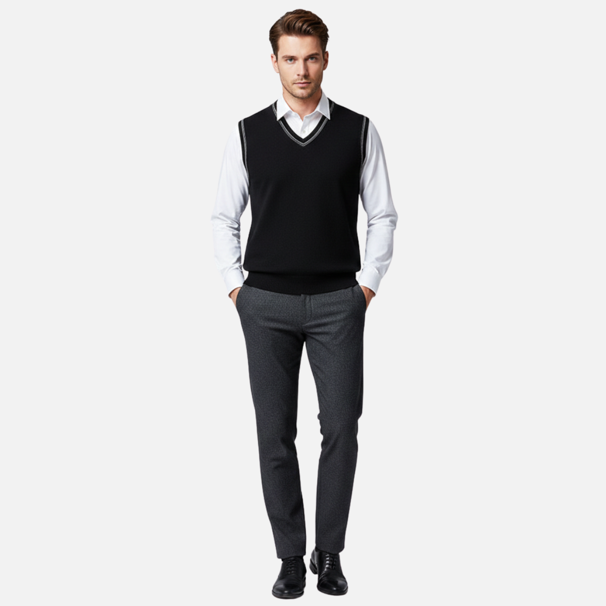 Velqlo | Pull Sans Manches Homme Coupe Ajustée Style Décontracté