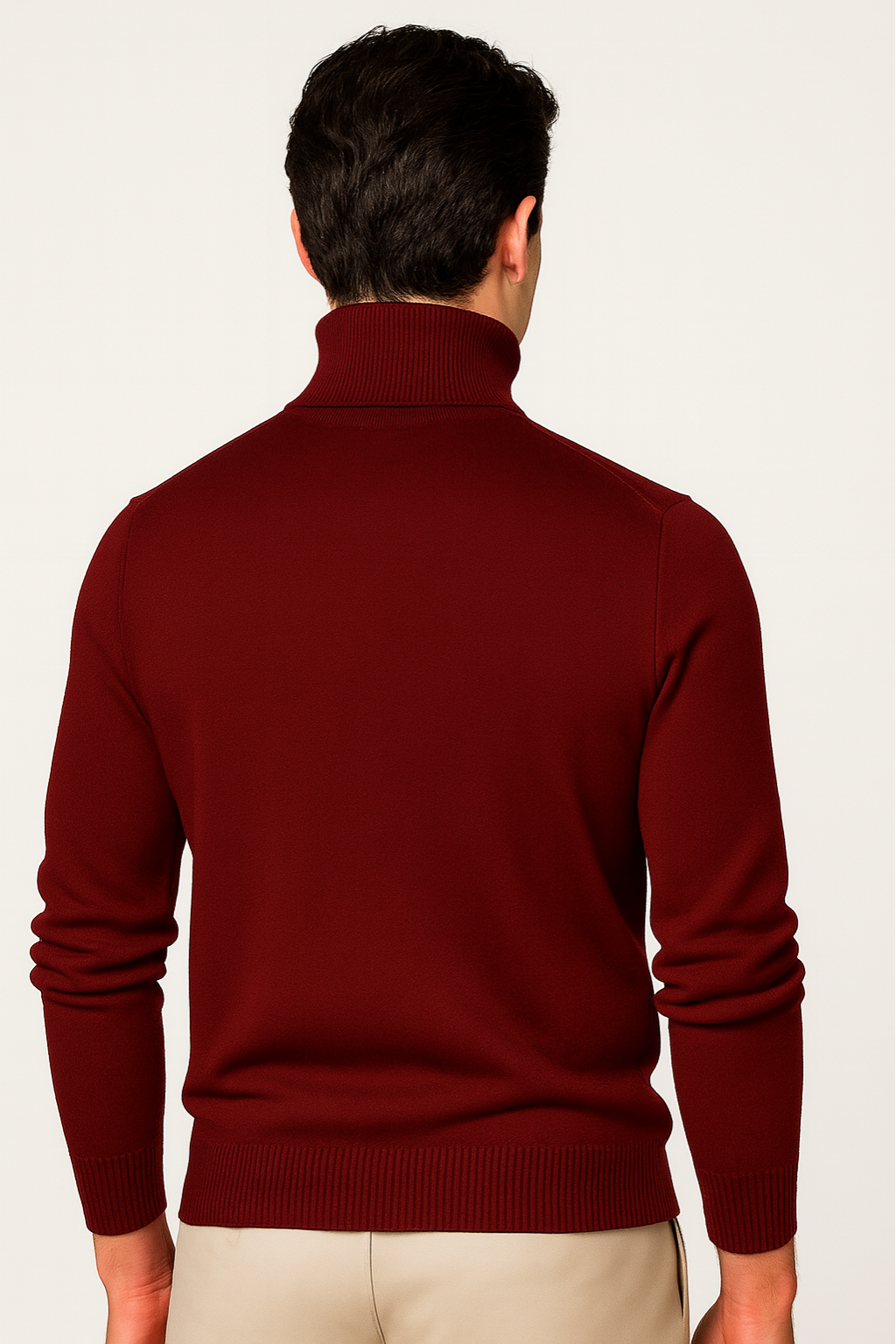 Pull à col roulé pour homme Velqlo – Mélange de laine à côtes