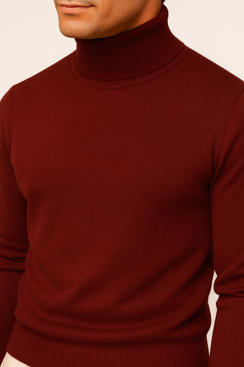 Pull à col roulé pour homme Velqlo – Mélange de laine à côtes