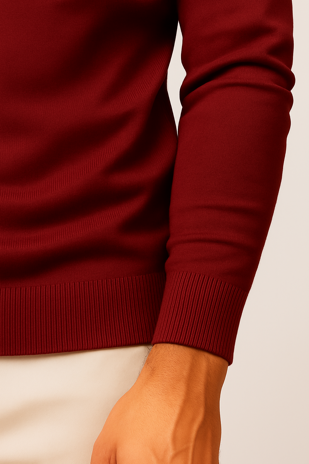 Pull à col roulé pour homme Velqlo – Mélange de laine à côtes