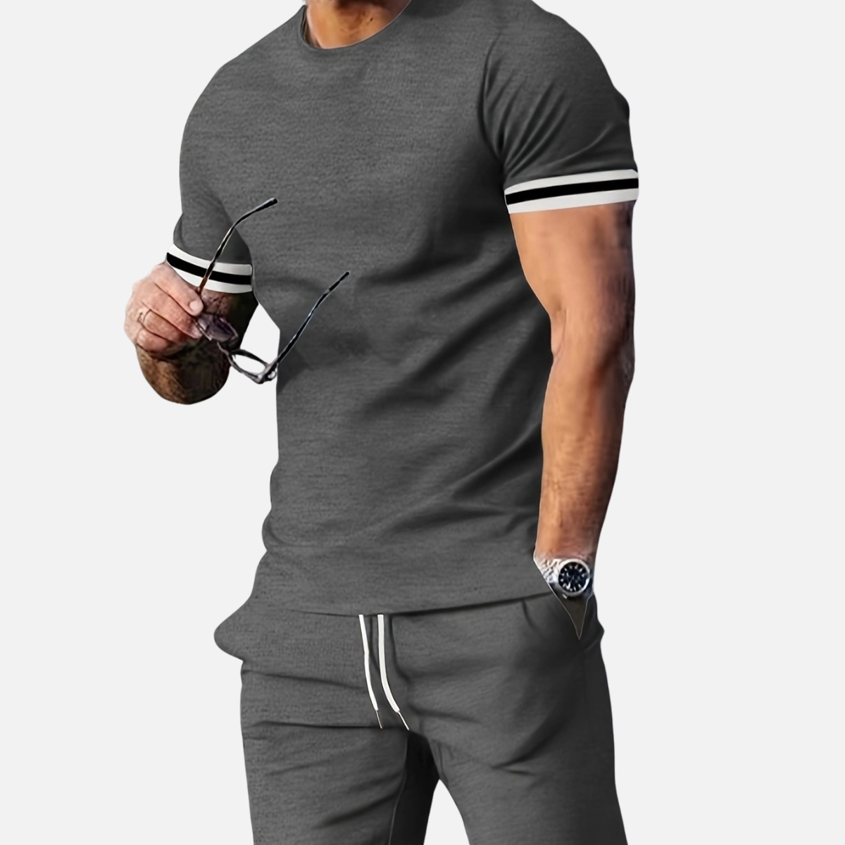 Velqlo | Ensemble d’Été Deux Pièces Décontracté Coupe Slim pour Homme