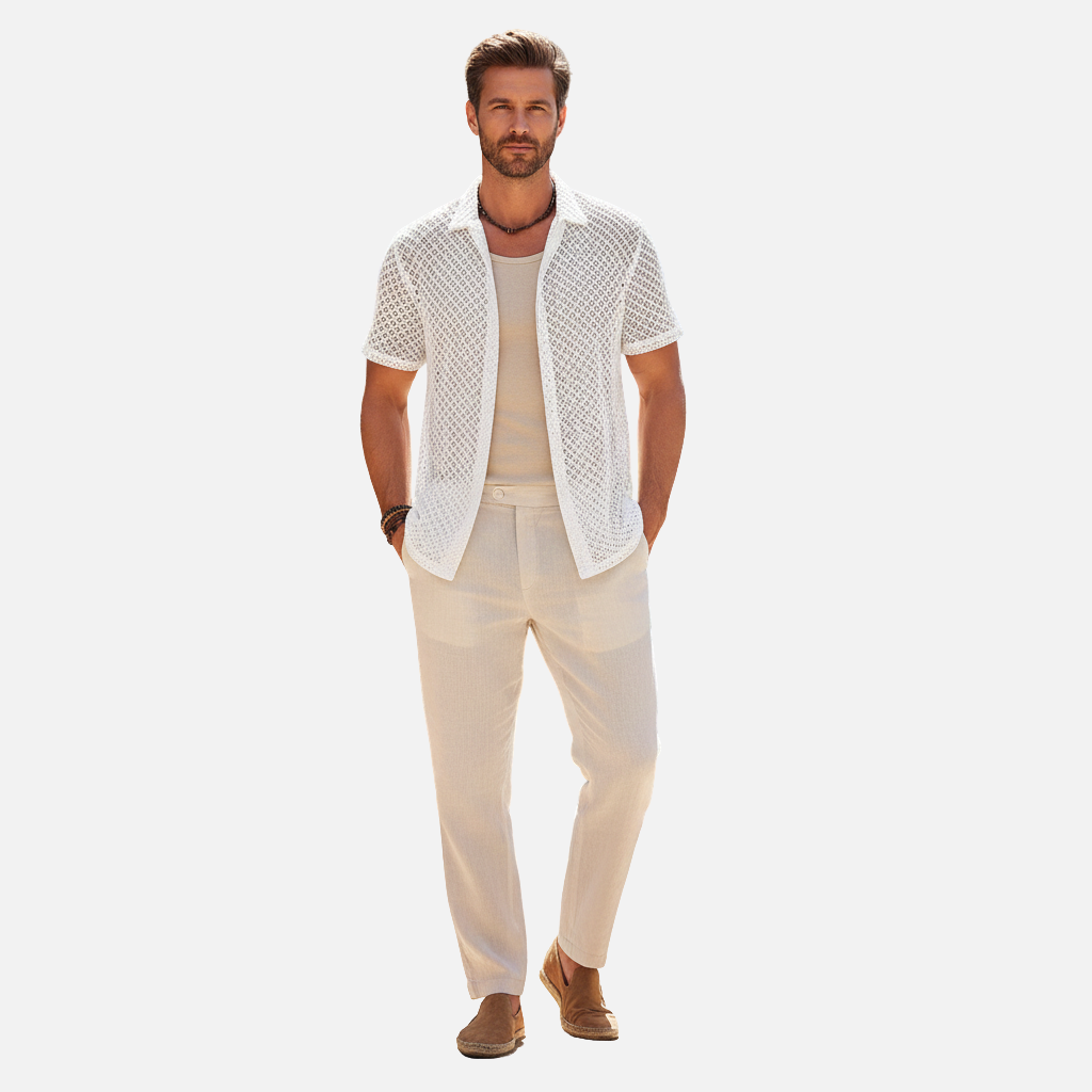 Velqlo | Chemise en maille de luxe pour homme Vêtements de plage d'été respirants