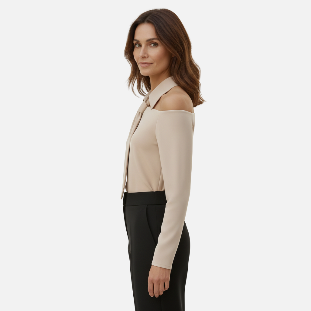 Velqlo | Chemisier à manches longues et col bénitier pour femme, pour le printemps