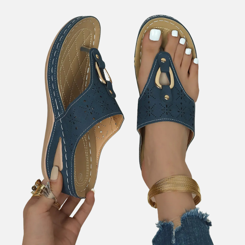 Velqlo | Tongs compensées pour femme à semelle légère en caoutchouc