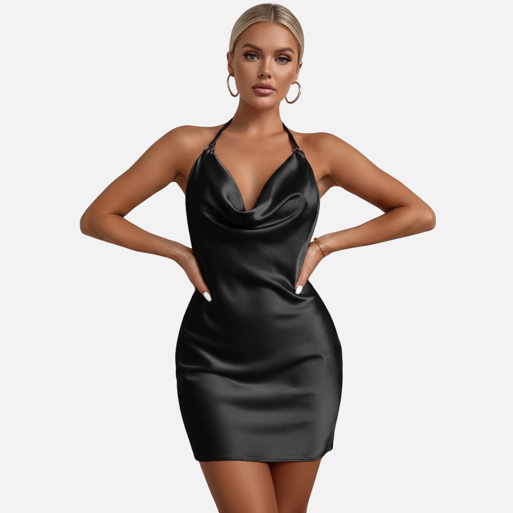 Velqlo | Mini-robe en satin pour femmes pour les fêtes estivales, dos nu