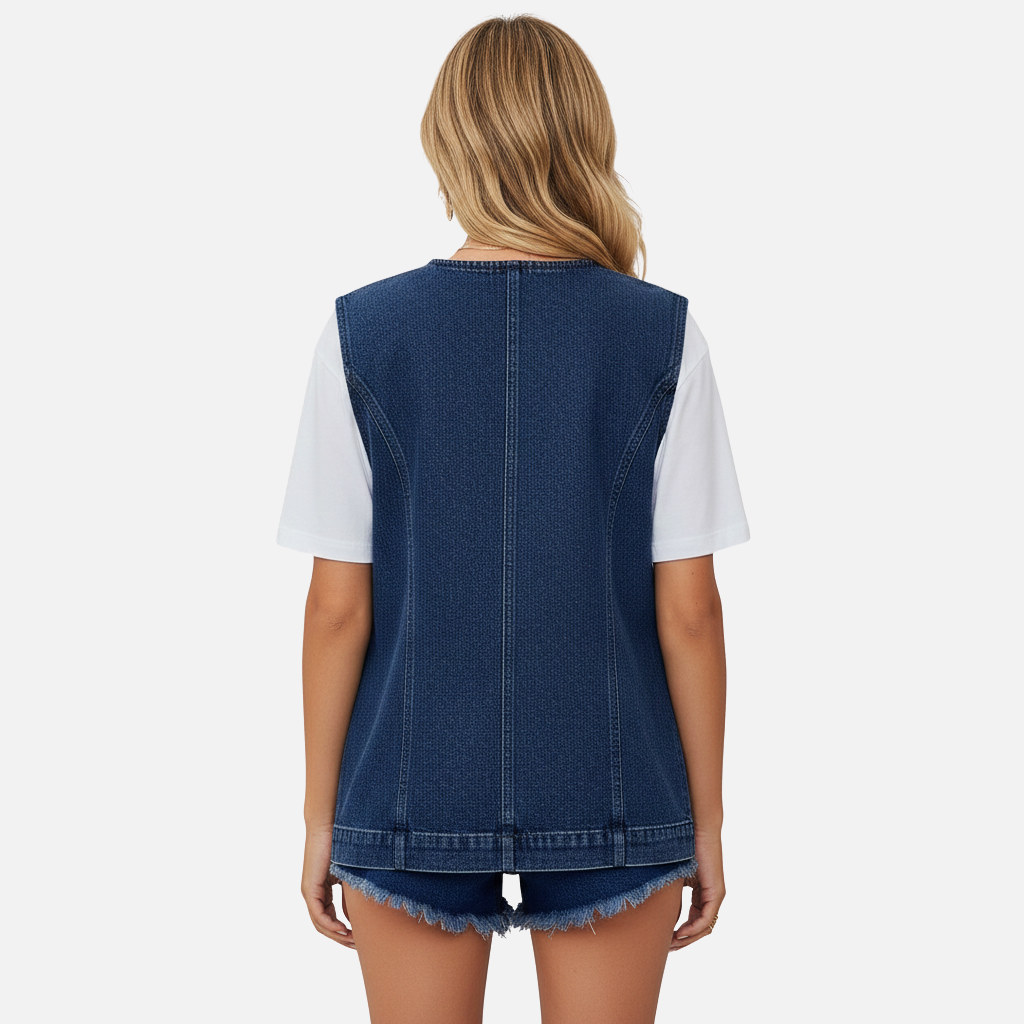 Velqlo | Gilet en denim ajusté pour femme Coupe structurée