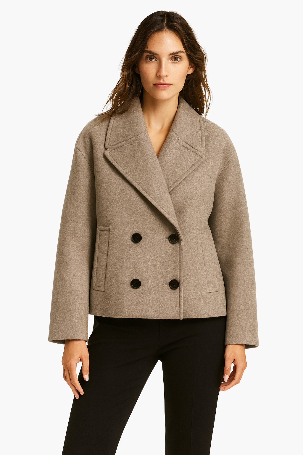 Manteau court en mélange de laine pour femmes Velqlo