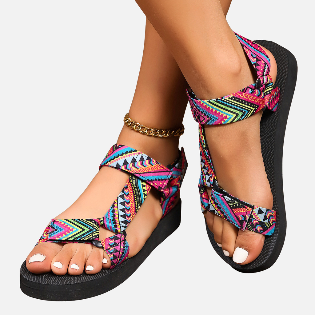 Velqlo | Sandales plates pour femmes en fibres naturelles, confortables pour l'été