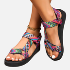 Velqlo | Sandales plates pour femmes en fibres naturelles, confortables pour l'été