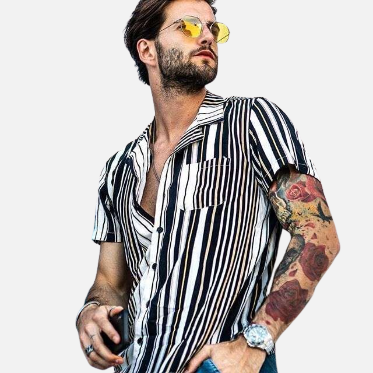 Velqlo | Chemise hawaïenne légère pour homme pour vacances à la plage
