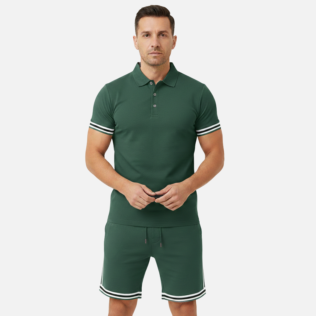 Velqlo | Ensemble assorti polo et short d'été pour homme tenue décontractée