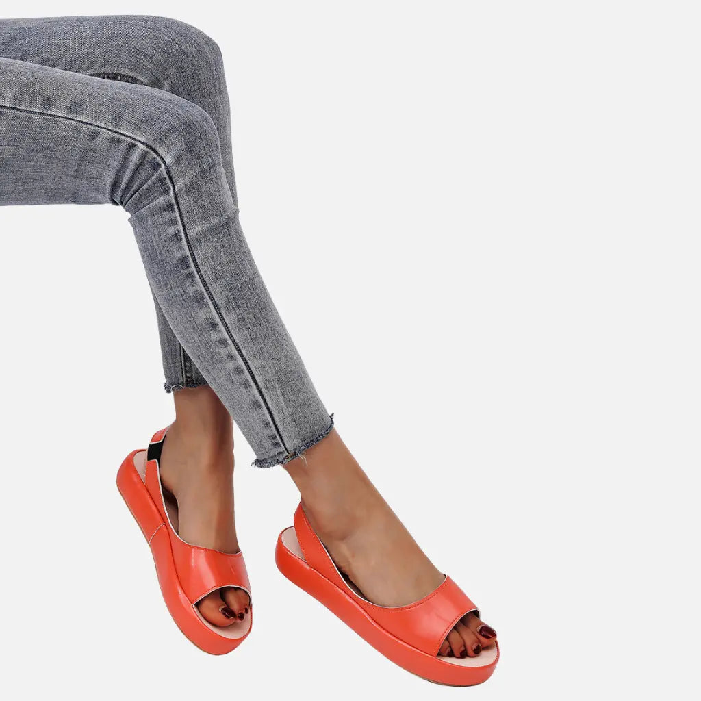 Velqlo | Sandales ouvertes en cuir pour femmes avec bride arrière