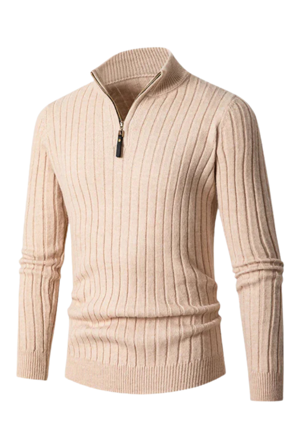 Pull à col montant zippé demi pour homme Velqlo – Tricot en mélange de cachemire