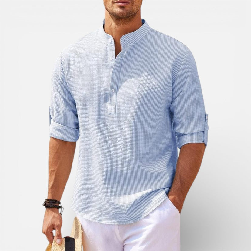 Velqlo | Chemise Henley pour hommes à manches longues, coupe classique
