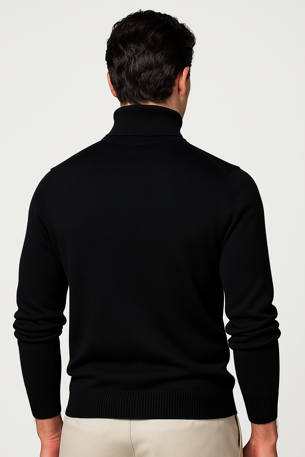 Pull à col roulé pour homme Velqlo – Mélange de laine à côtes