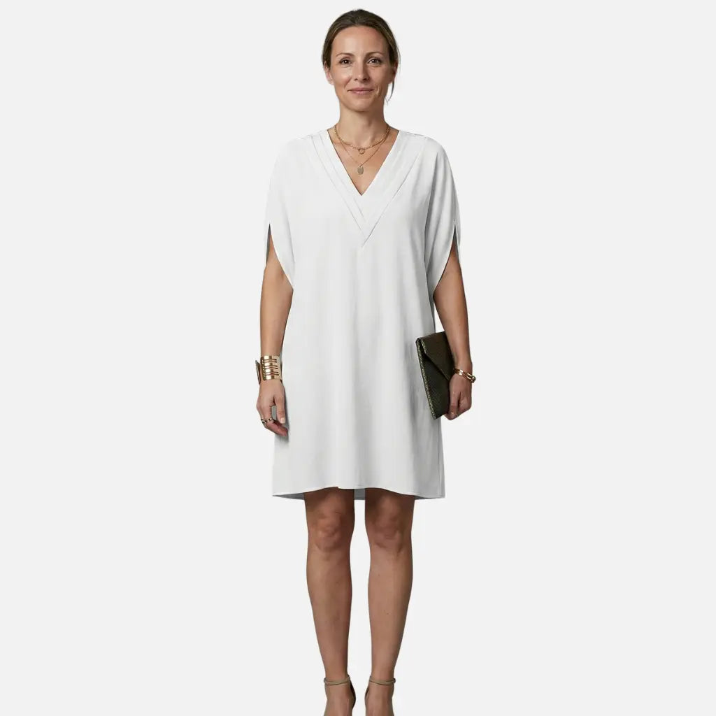 Velqlo | Robe midi plissée élégante à col en V pour femme