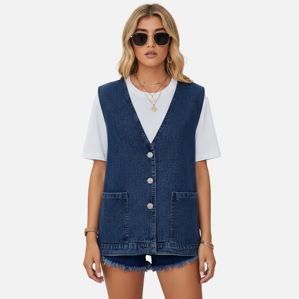 Velqlo | Gilet en denim ajusté pour femme Coupe structurée