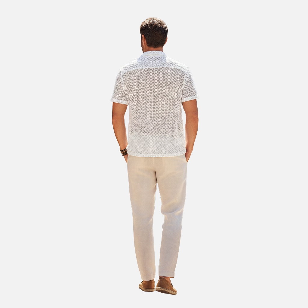Velqlo | Chemise en maille de luxe pour homme Vêtements de plage d'été respirants