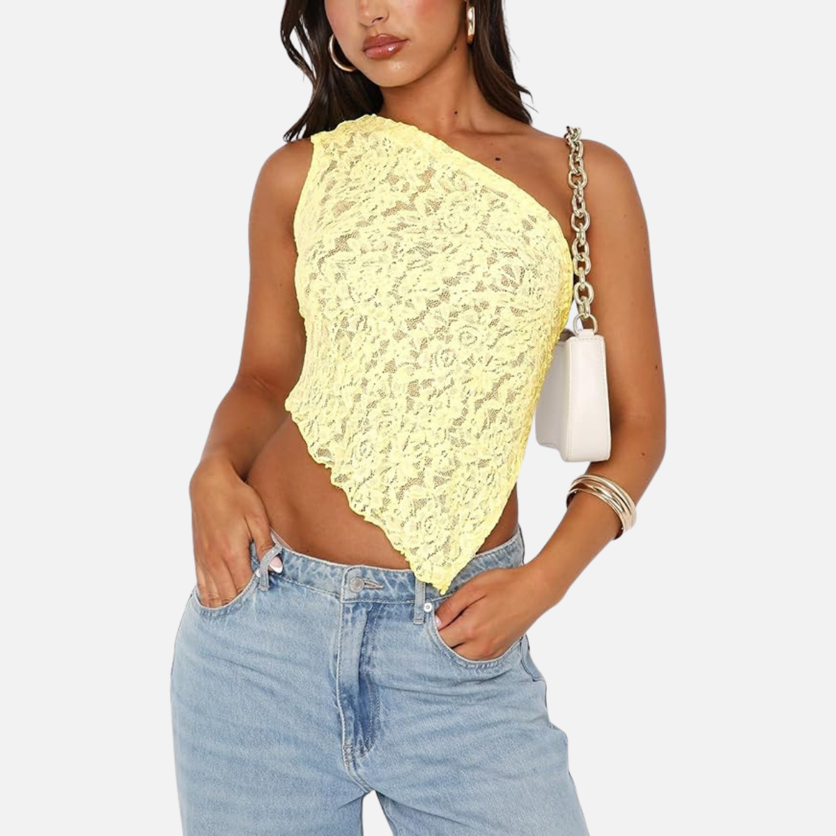 Velqlo | Top d’Été Femme Coupe Ajustée Dos Nu Couleur Unie