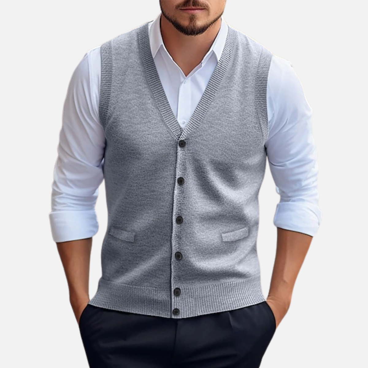 Velqlo | Pull en laine sans manches pour homme, style formel et décontracté