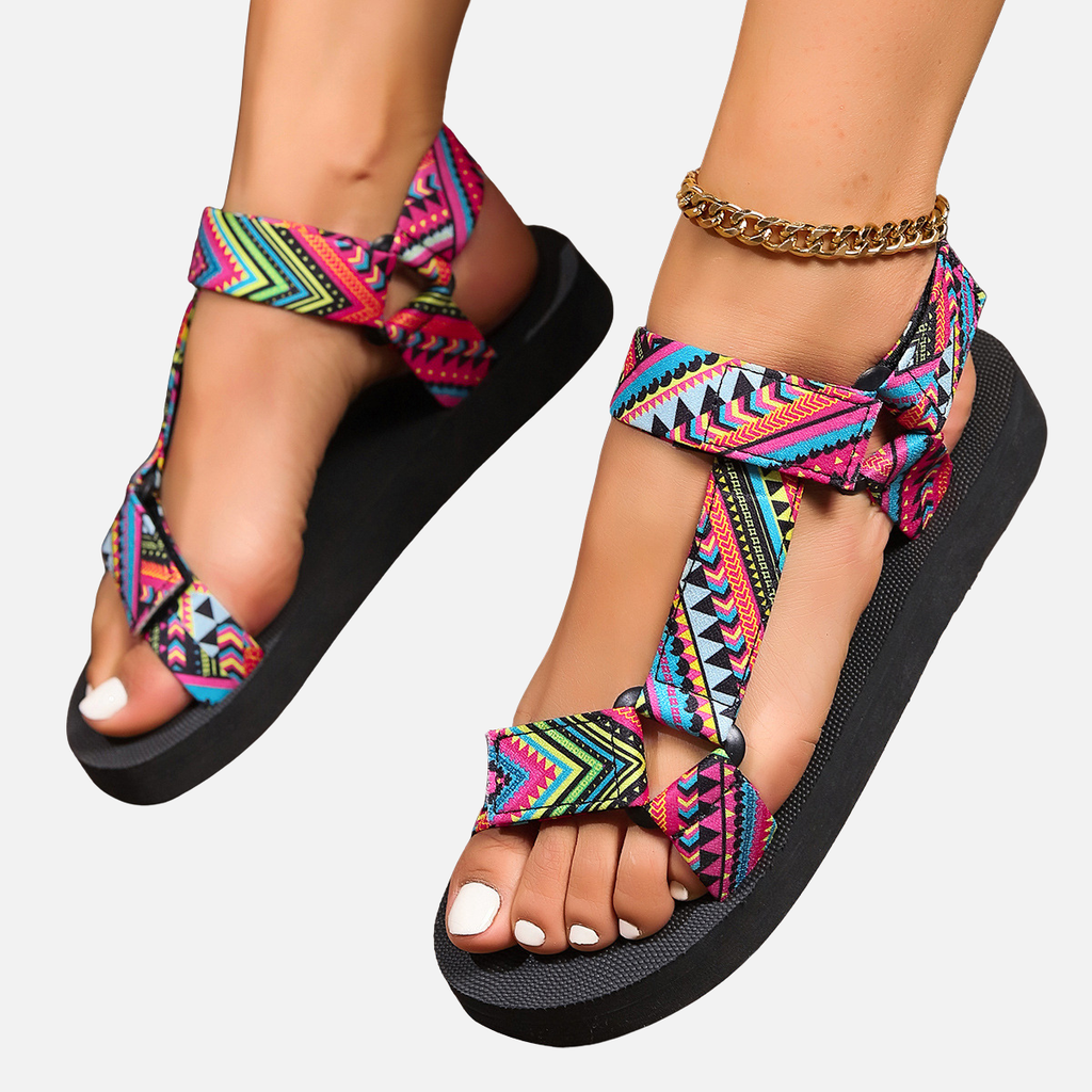 Velqlo | Sandales plates pour femmes en fibres naturelles, confortables pour l'été