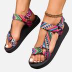 Velqlo | Sandales plates pour femmes en fibres naturelles, confortables pour l'été