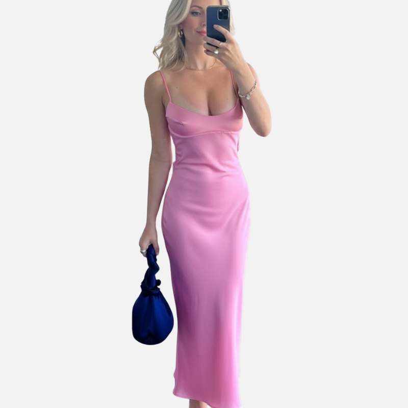 Velqlo | Robe de soirée en satin pour femme, coupe élégante, dos nu