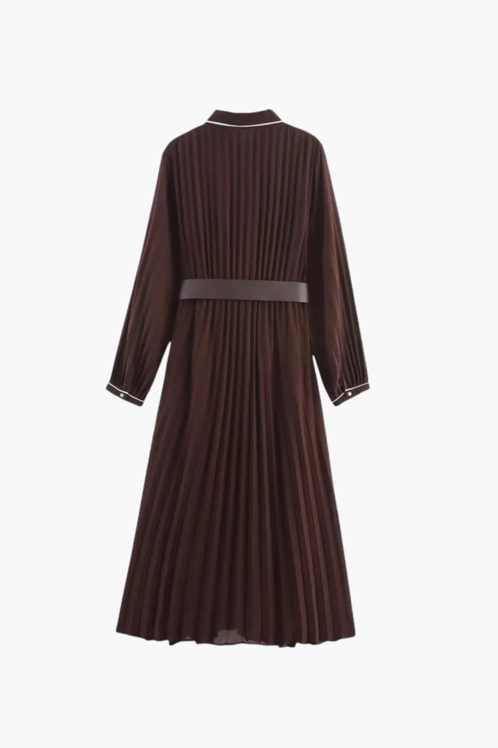Robe Midi à Manches Longues Ceinturée Velqlo pour Femme