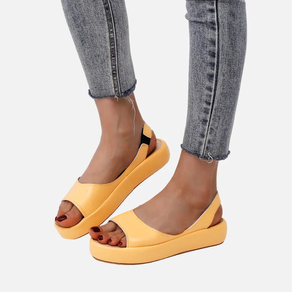 Velqlo | Sandales ouvertes en cuir pour femmes avec bride arrière