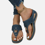 Velqlo | Tongs compensées pour femme à semelle légère en caoutchouc