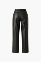 Pantalons droits en simili cuir taille haute pour femmes Velqlo