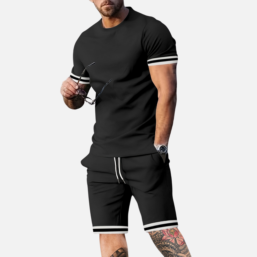 Velqlo | Ensemble d’Été Deux Pièces Décontracté Coupe Slim pour Homme