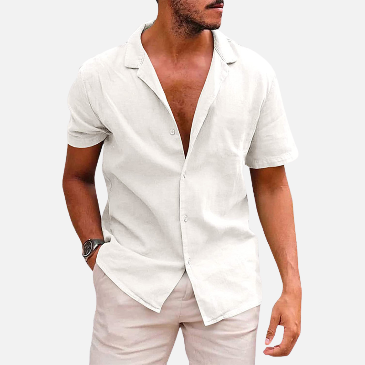 Velqlo | Chemise ample en légère en coton pour homme, respirante pour l’été