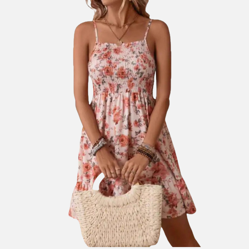 Velqlo | Robe d'été en coton pour femme, épaules dénudées, imprimé floral