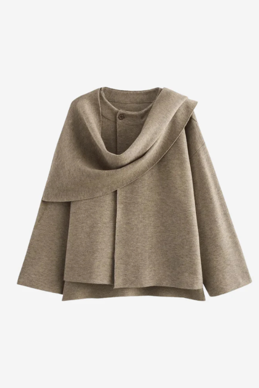 Manteau Femme en Laine Mélangée Velqlo avec Col Écharpe