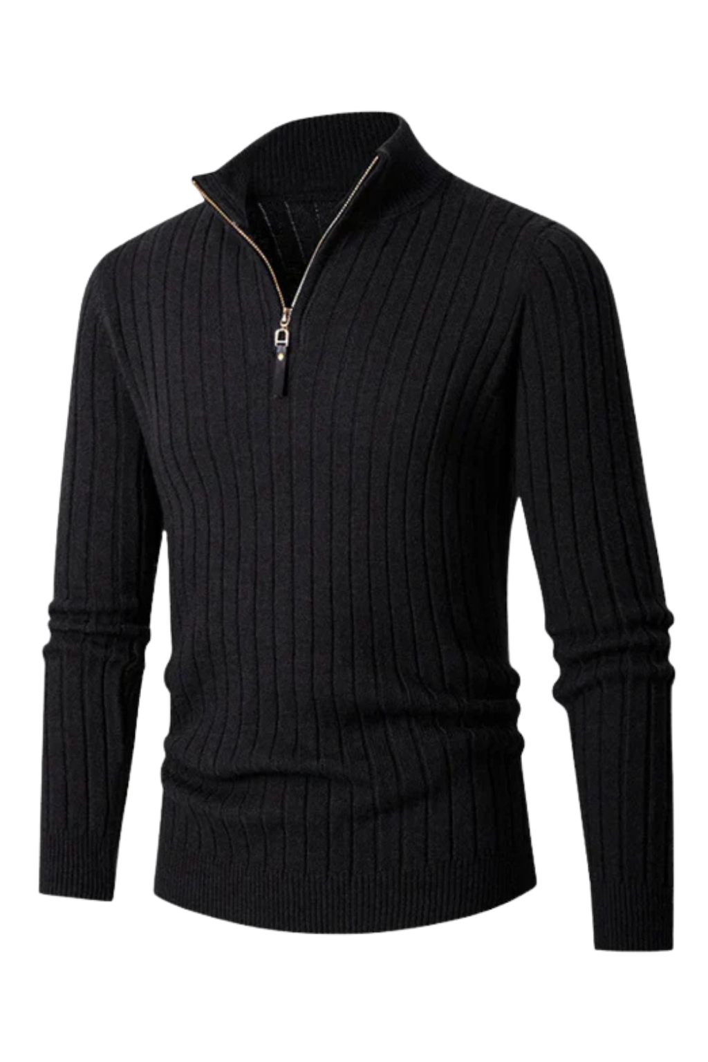 Pull à col montant zippé demi pour homme Velqlo – Tricot en mélange de cachemire
