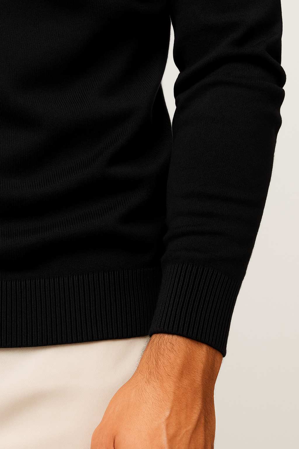 Pull à col roulé pour homme Velqlo – Mélange de laine à côtes