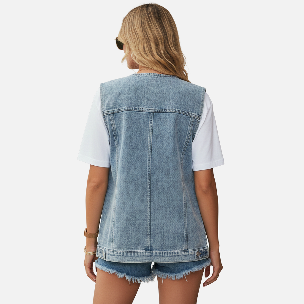 Velqlo | Gilet en denim ajusté pour femme Coupe structurée