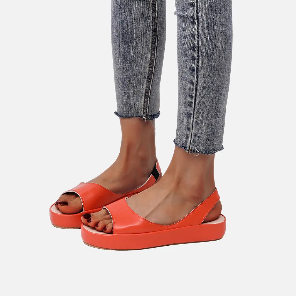 Velqlo | Sandales ouvertes en cuir pour femmes avec bride arrière